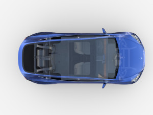 tesla model y awd blue with interior and chassis 3D मॉडल