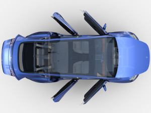 tesla model y awd blue with interior and chassis 3D मॉडल