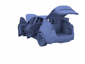 tesla model y awd blue with interior and chassis 3D मॉडल