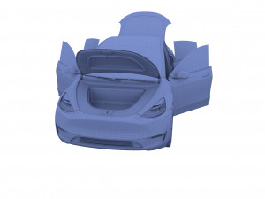 tesla model y awd blue with interior and chassis 3D मॉडल