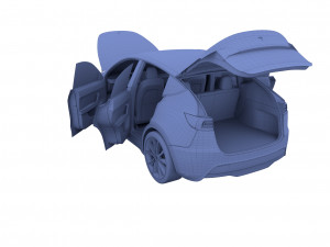 tesla model y awd blue with interior and chassis 3D मॉडल