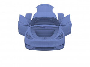 tesla model y awd blue with interior and chassis 3D मॉडल