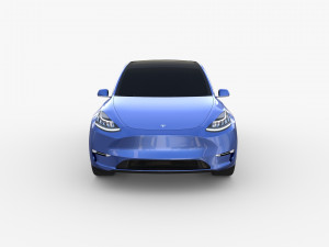 tesla model y awd blue with chassis Modello 3D