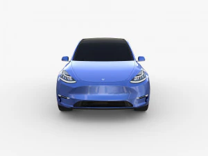 tesla model y awd blue with chassis 3D Model