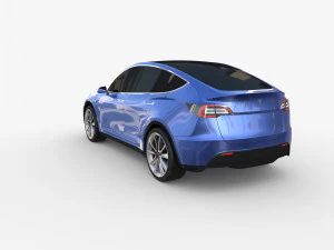 tesla model y awd blue with chassis 3D Model