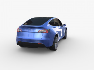 tesla model y awd blue with chassis Modello 3D