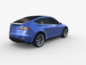 tesla model y awd blue with chassis Modello 3D