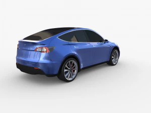 tesla model y awd blue with chassis 3D Model