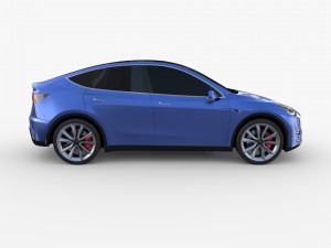 tesla model y awd blue with chassis Modello 3D