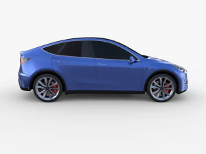 tesla model y awd blue with chassis 3D Model