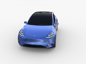 tesla model y awd blue with chassis Modello 3D