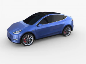 tesla model y awd blue with chassis 3D Model