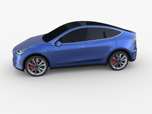 tesla model y awd blue with chassis Modello 3D