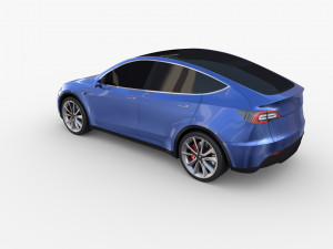 tesla model y awd blue with chassis Modello 3D