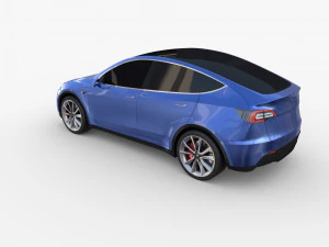 tesla model y awd blue with chassis 3D Model