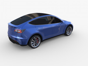 tesla model y awd blue with chassis Modello 3D