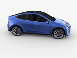 tesla model y awd blue with chassis Modello 3D