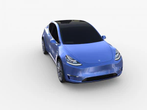 tesla model y awd blue with chassis 3D Model