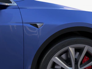 tesla model y awd blue with chassis 3D Model
