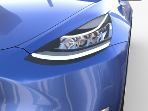 tesla model y awd blue with chassis Modello 3D