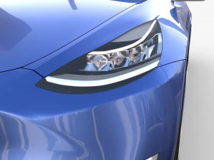 tesla model y awd blue with chassis 3D Model