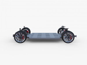 tesla model y awd blue with chassis Modello 3D