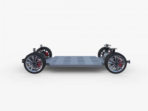 tesla model y awd blue with chassis 3D Model