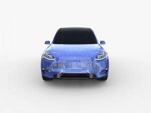 tesla model y awd blue with chassis Modello 3D