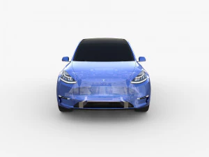 tesla model y awd blue with chassis 3D Model