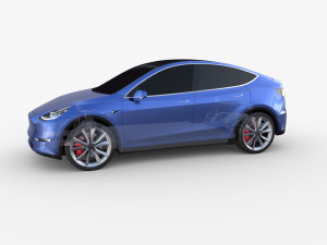 tesla model y awd blue with chassis Modello 3D