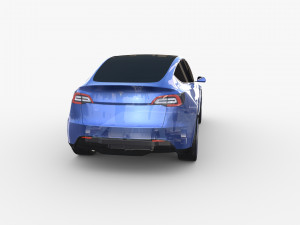 tesla model y awd blue with chassis Modello 3D