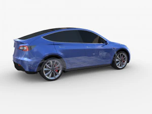 tesla model y awd blue with chassis 3D Model