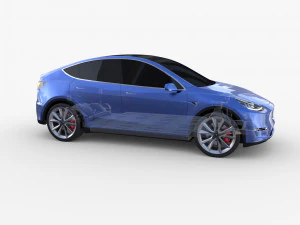 tesla model y awd blue with chassis 3D Model