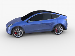 tesla model y awd blue with chassis Modello 3D