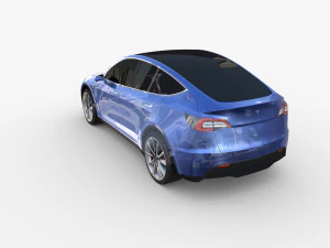 tesla model y awd blue with chassis 3D Model