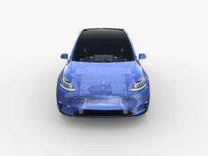 tesla model y awd blue with chassis 3D Model