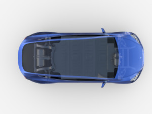 tesla model y awd blue with chassis Modello 3D