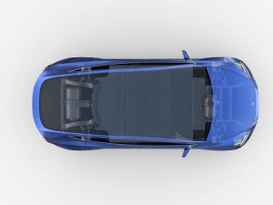 tesla model y awd blue with chassis 3D Model