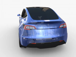 tesla model y awd blue with chassis 3D Model