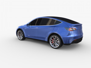 tesla model y rwd blue with chassis 3D 模型