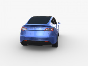 tesla model y rwd blue with chassis 3D 模型