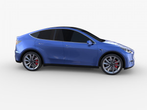 tesla model y rwd blue with chassis 3D 模型
