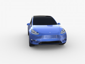 tesla model y rwd blue with chassis 3D 模型