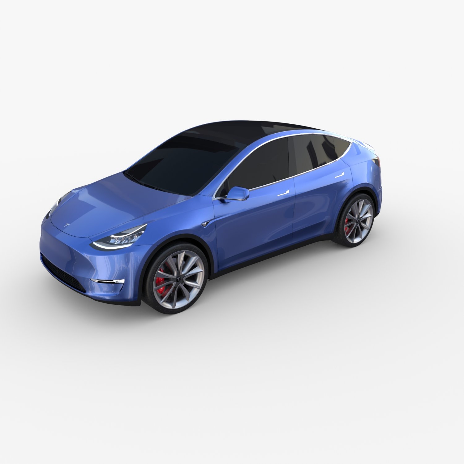 Tesla Model Y RWD Blue with chassis 3D Model in SUV 3DExport