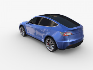 tesla model y rwd blue with chassis 3D 模型