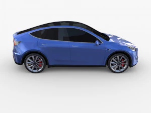 tesla model y rwd blue with chassis 3D Model