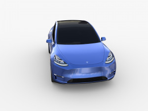 tesla model y rwd blue with chassis 3D 模型