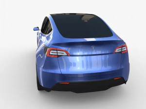tesla model y rwd blue with chassis 3D Model