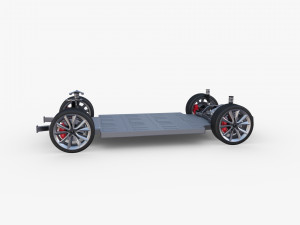 tesla model y rwd blue with chassis 3D 模型