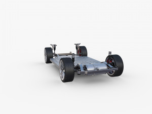 tesla model y rwd blue with chassis 3D 模型